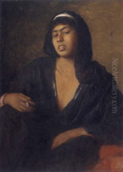 A Young Nubian Girl Oil Painting by Carl Leopold Mueller