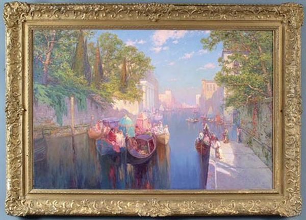 A Venetian Wedding Oil Painting by Carl Wilhelm Mueller