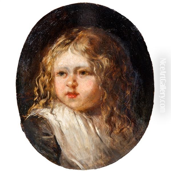 Portrait Of A Young Boy Oil Painting by Charles Louis Lucien Mueller