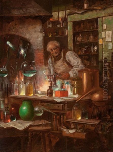 The Chemist Oil Painting by Charles Louis Lucien Mueller