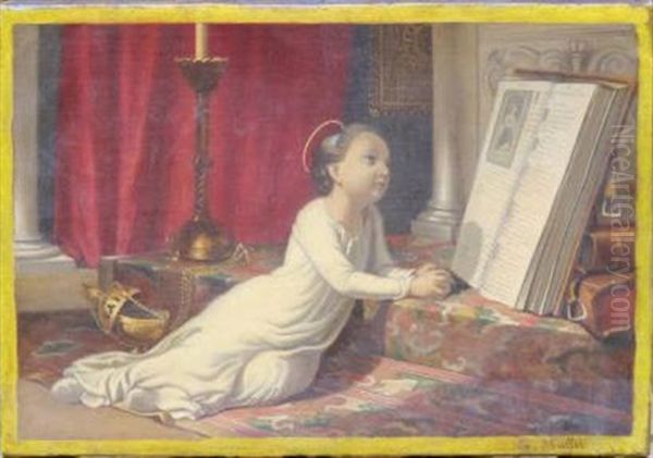 L'enfance De Saint Elisabeth De Hongrie Oil Painting by Charles Louis Lucien Mueller