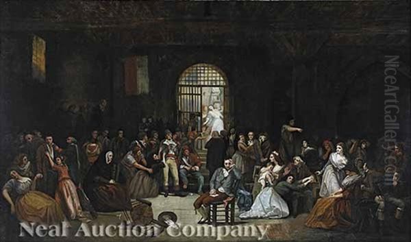 Call For The Last Victims Of The Terror In 1794 At The Prison Of St. Lazare Oil Painting by Charles Louis Lucien Mueller