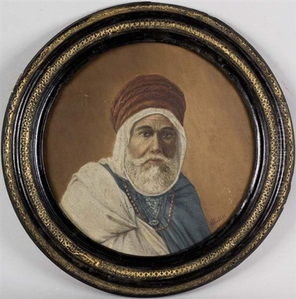 Portrait D'homme Au Turban Oil Painting by Charles Louis Lucien Mueller