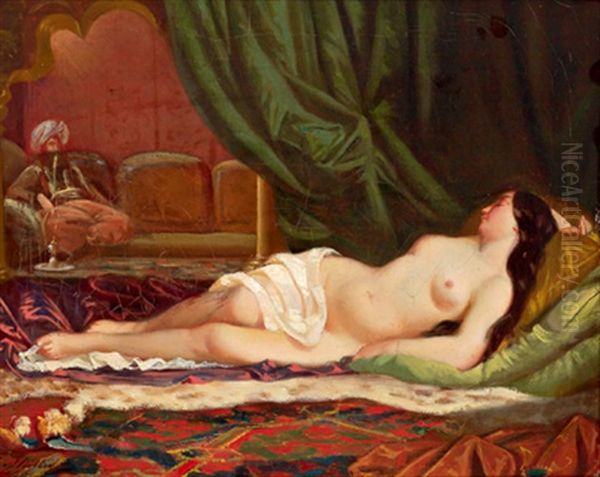 Odaliske Oil Painting by Charles Louis Lucien Mueller