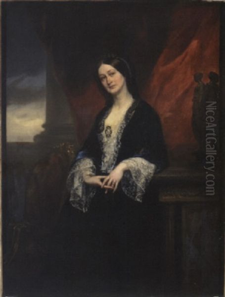 Portrait De Femme Oil Painting by Charles Louis Lucien Mueller