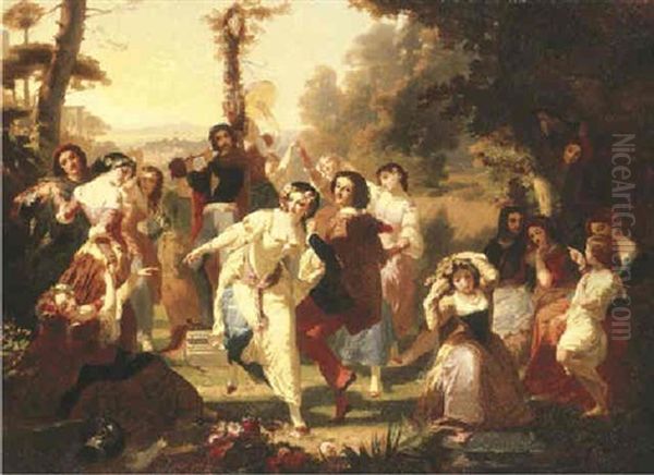 La Ronde Du Mai Oil Painting by Charles Louis Lucien Mueller