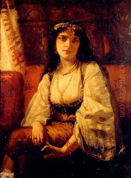 Harem Beauty Oil Painting by Charles Louis Lucien Mueller