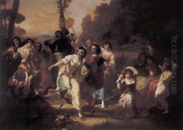 La Ronde Du Mai Oil Painting by Charles Louis Lucien Mueller