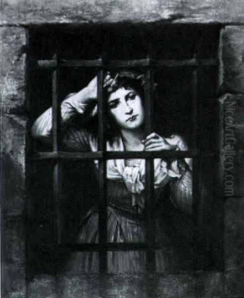 Portrait Of The Brilliantly Devious And Dangerously Cultured Jeanne-marie Roland (de La Platiere), Languishing In Her Cell And Contemplating Her Death At The Guillotine Oil Painting by Charles Louis Lucien Mueller