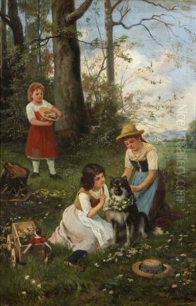 Fruhlingsfreuden Oil Painting by Eduard Josef Mueller