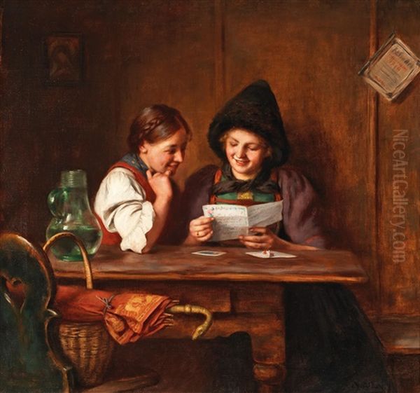 The Love Letter Oil Painting by Emma (Edle von Seehof) Mueller