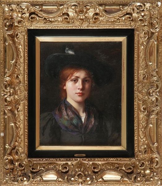 Portrait Einer Jungen Frau In Tracht Oil Painting by Emma (Edle von Seehof) Mueller