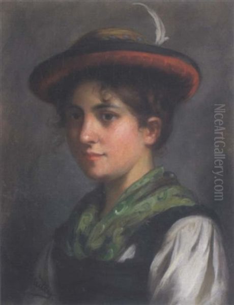 Ein Dirndl Oil Painting by Emma (Edle von Seehof) Mueller