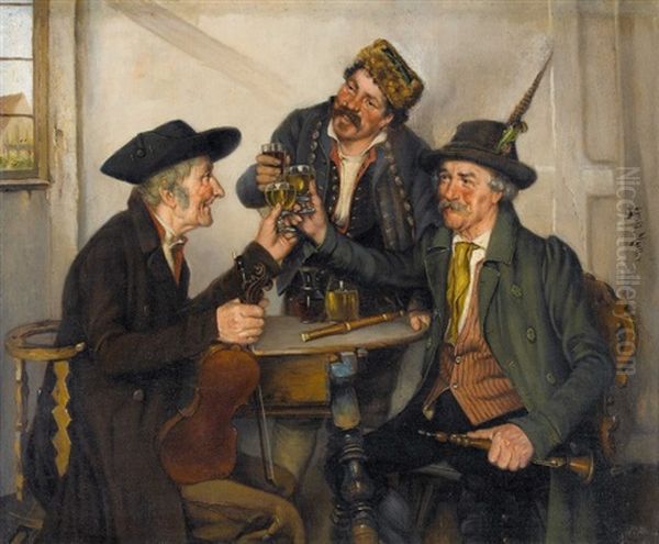 Zechendes Musikertrio Oil Painting by Ernst Immanuel Mueller