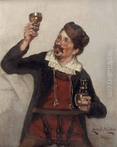 Der Weinkenner Oil Painting by Ernst Immanuel Mueller