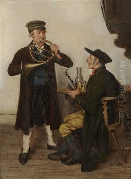 Ein Dorfmusikant Oil Painting by Ernst Immanuel Mueller