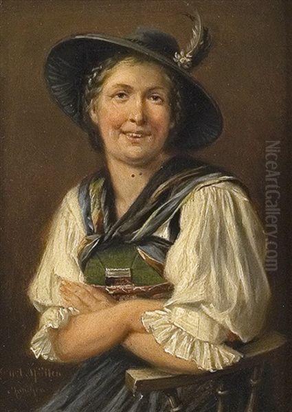 Portrait Of A Countrywoman Oil Painting by Ernst Immanuel Mueller