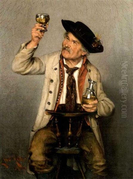 Ein Guter Tropfen Oil Painting by Ernst Immanuel Mueller