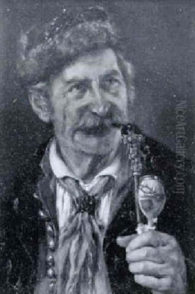 Der Pfeifenraucher Oil Painting by Ernst Immanuel Mueller