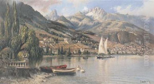 Ansicht Von Montreux Oil Painting by Franz Mueller