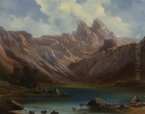 Gebirgslandschaft Oil Painting by Franz Adolf Christian Mueller