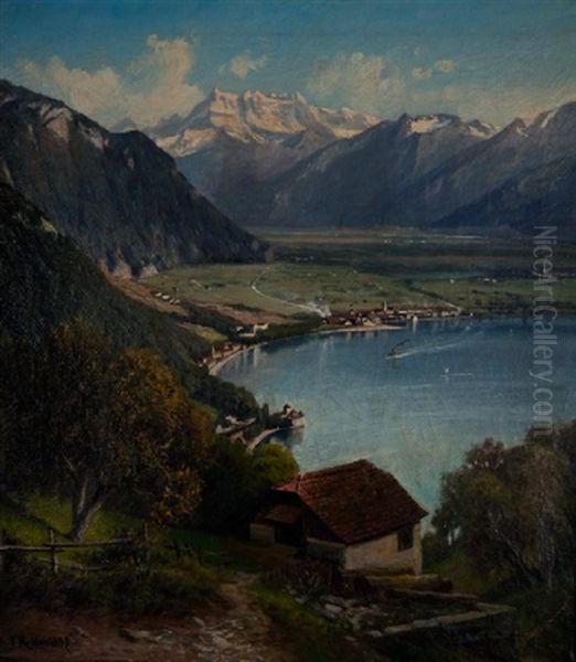 La Plaine De Villeneuve Oil Painting by Franz Adolf Christian Mueller