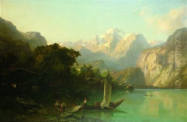 Blick Auf Den Vierwaldstatter See Oil Painting by Franz Adolf Christian Mueller