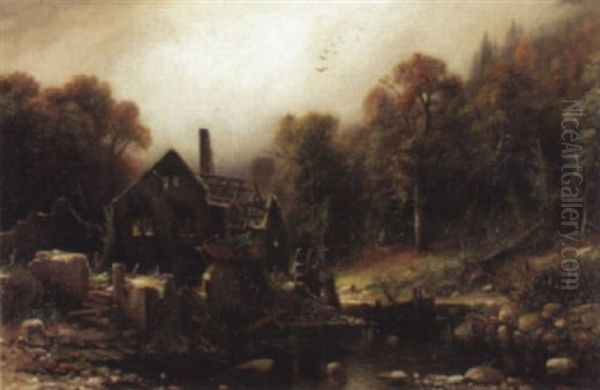 Die Verlassene Wassermuhle Oil Painting by Friedrich Wilhelm Mueller