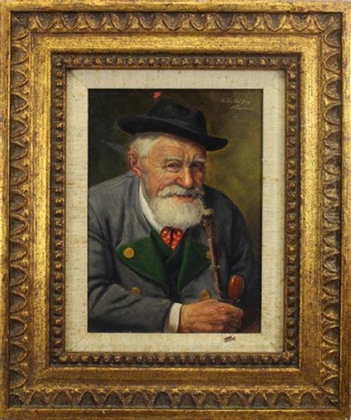 Painting Of An Elderly Gentleman Oil Painting by Fritz Muller