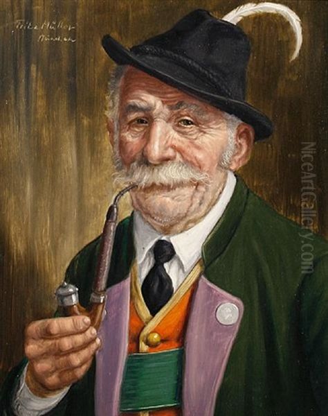 A Good Pipe (+ The Trophy; Pair) Oil Painting by Fritz Muller