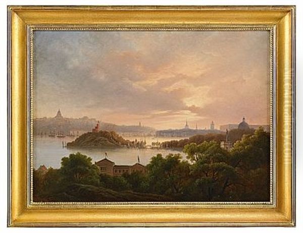 Utsikt Over Stockholm Fran Djurgarden Oil Painting by Hermann Mueller