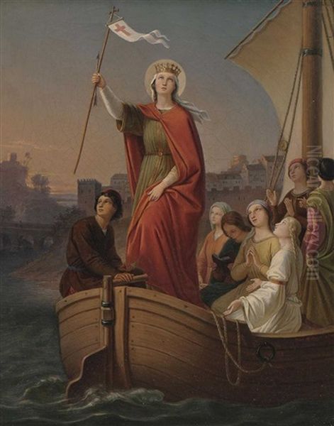 Hl. Ursula Mit Den Jungfrauen Auf Dem Rhein Oil Painting by Johann Baptist Mueller