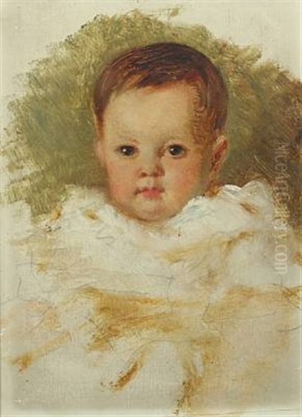 Child's Portait. Study Oil Painting by Karl Friedrich Johann von Mueller