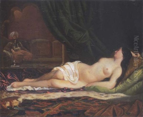 Ruhende Odaliske Im Harem Oil Painting by Karl Friedrich Johann von Mueller