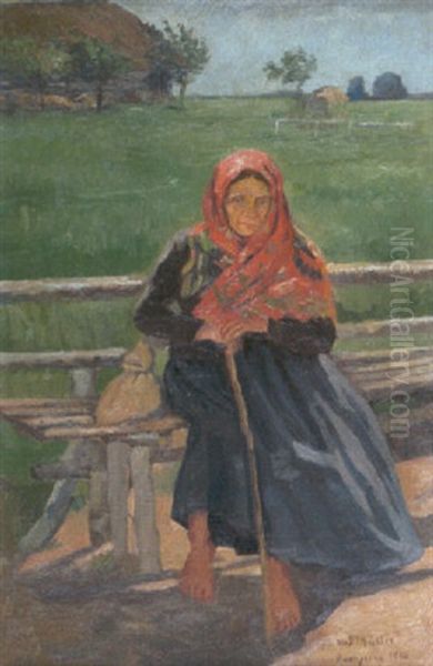 Bettlerin Oil Painting by Martin Paul Mueller