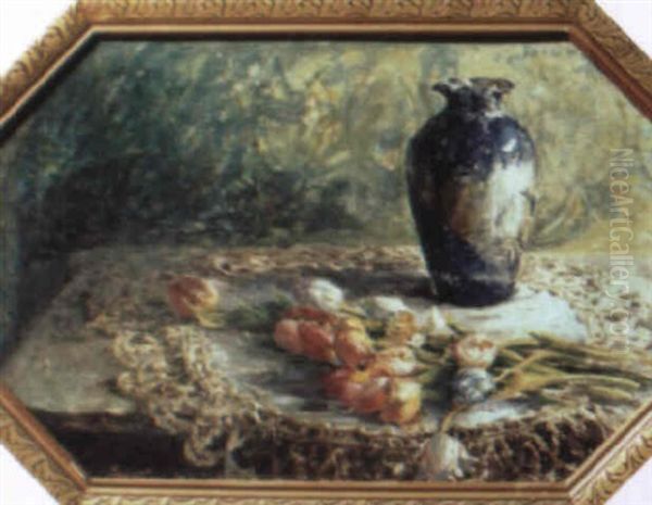 Still Life With Flowers And Vase Oil Painting by Max Mueller