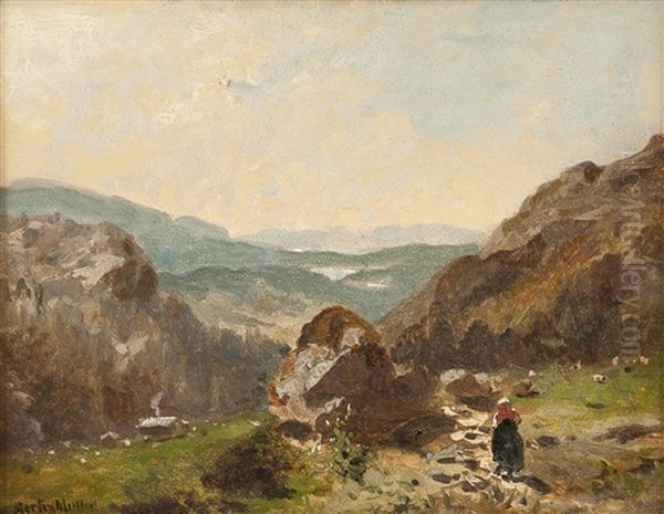 Fjellandskap Med Budeie Oil Painting by Morten Mueller