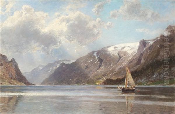 Fjordlandskap Oil Painting by Morten Mueller