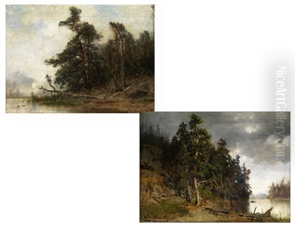 Waldpartie In Norwegen (+ Motiv Aus Norwegen, Pair) Oil Painting by Morten Mueller