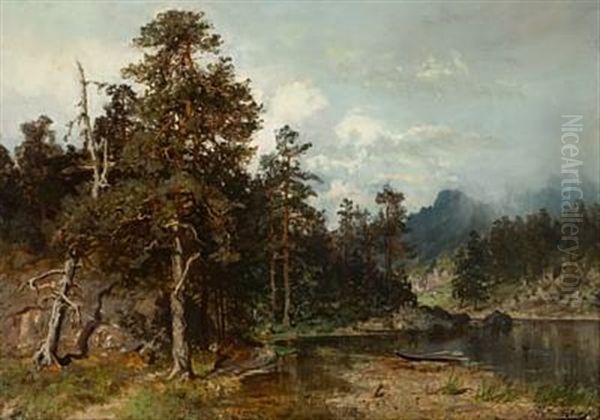 Robat Pa Skogstjern Oil Painting by Morten Mueller