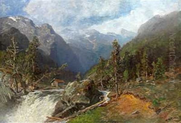 Fjellandskap Med Elvestryk Oil Painting by Morten Mueller