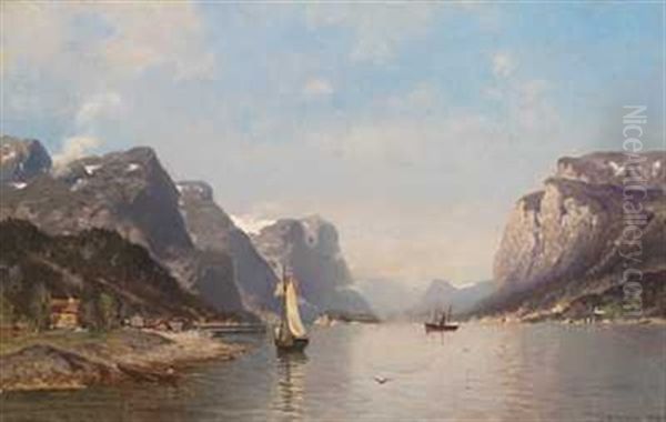 Batliv I Fjordlandskap Oil Painting by Morten Mueller