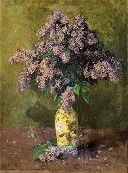 Purple Lilac Oil Painting by Peter Paul Mueller