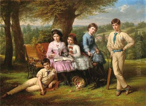 The Johnston Children Oil Painting by Robert Antoine Mueller