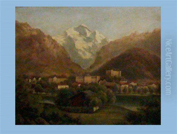 Interlaken Oil Painting by Rudolf Mueller