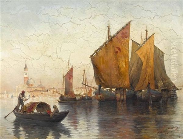 In Der Lagune Von Venedig Oil Painting by Rudolph Gustav Mueller