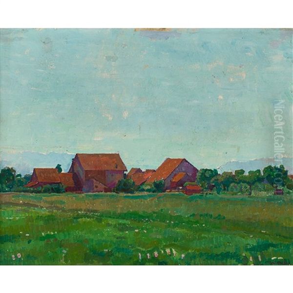 Landschaft Mit Gehoft Oil Painting by Wilhelm (William) Mueller