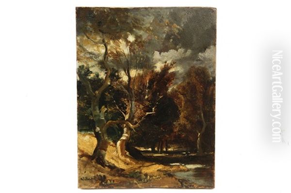 Barbizon Landscape Oil Painting by Wilhelm (William) Mueller