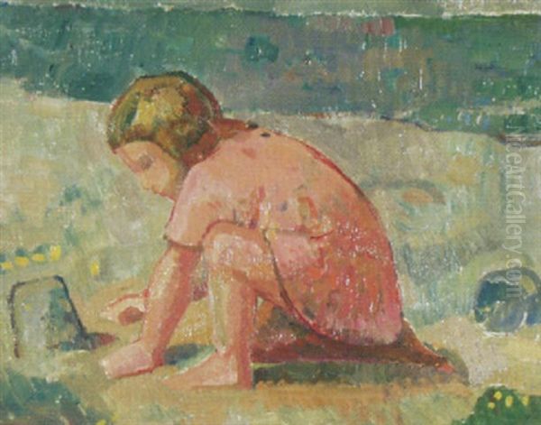 Madchen Am Strand Oil Painting by Wilhelm (William) Mueller