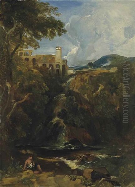 Vue Des Cascades De Tivoli Oil Painting by William James Mueller